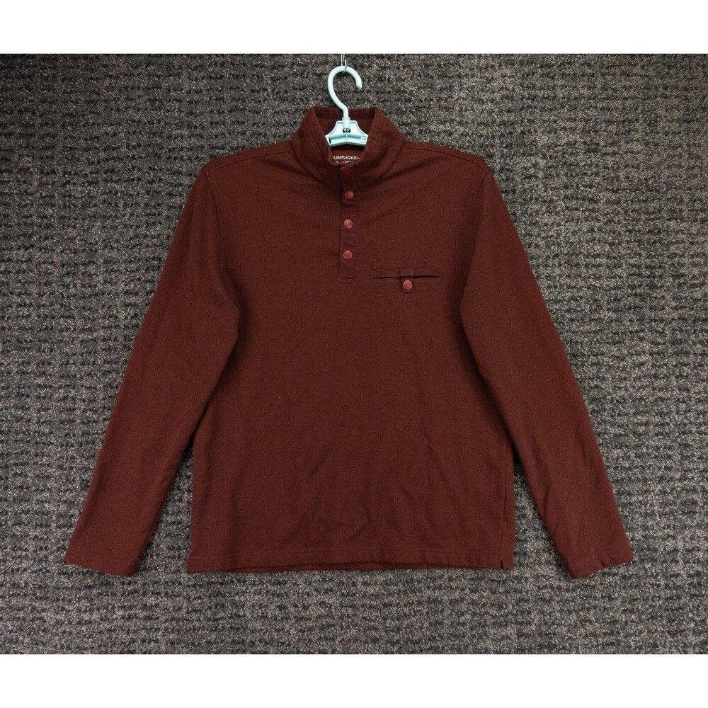 Untuckit Sweater Mens Large Red Pullover Henley Cotton Blend Casual Preppy